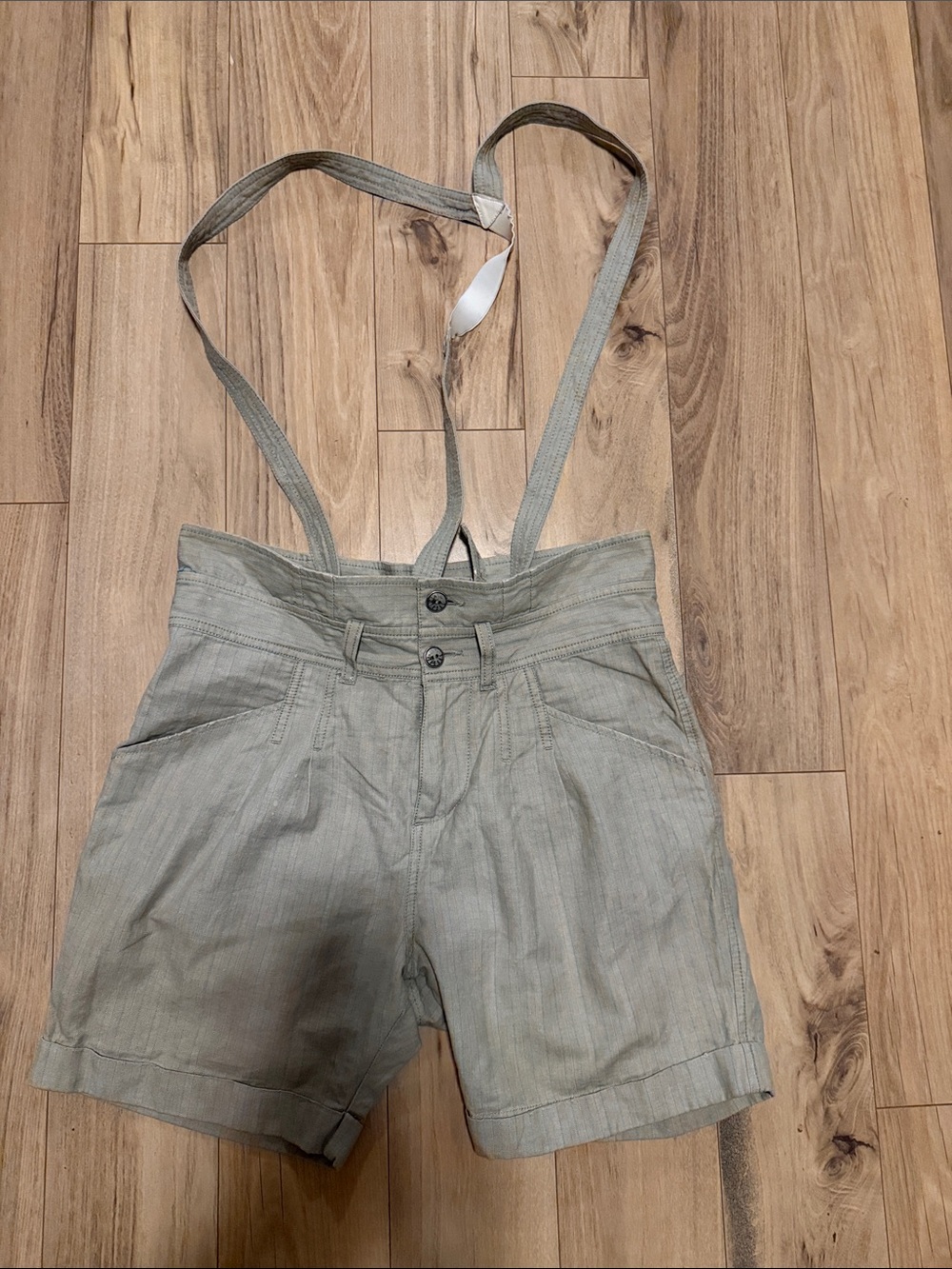 Diesel Light Gray Suspender High-Waist Shorts